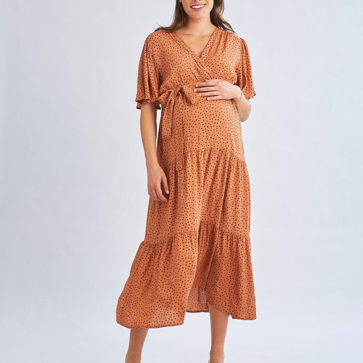strapless open back dress Off Shoulder Lace Maternity Photoshoot Dress, Yellow / M main image 1