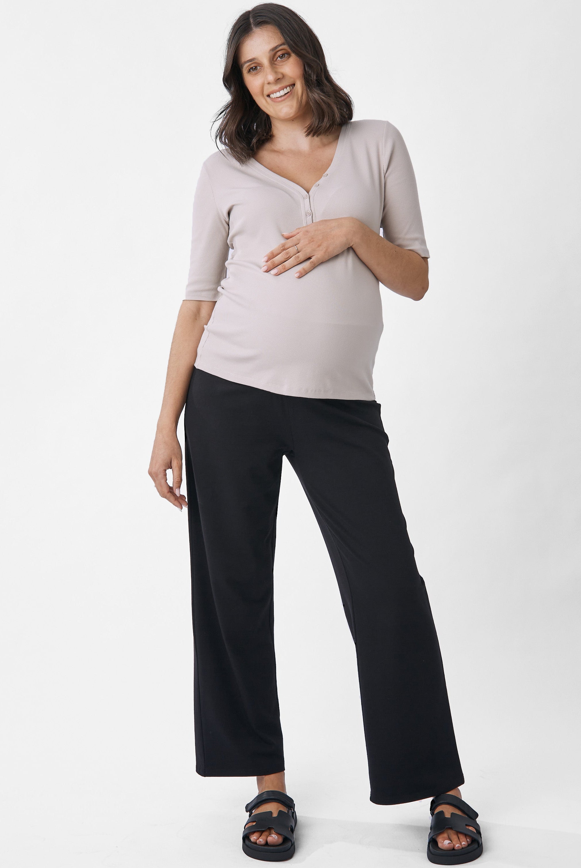 Front view:Our AngelMaternity top-Comfortable-Stylish-Flattering Fit-Soft Fabric-Casual Wear.