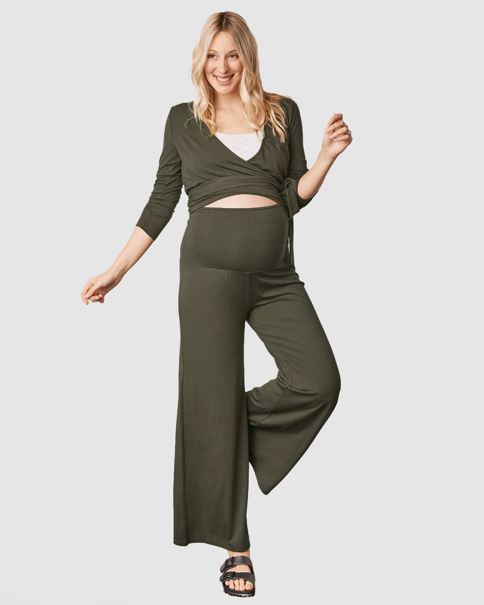 3-Piece Maternity Bamboo Outfit Set - Olive Green – Angel Maternity USA