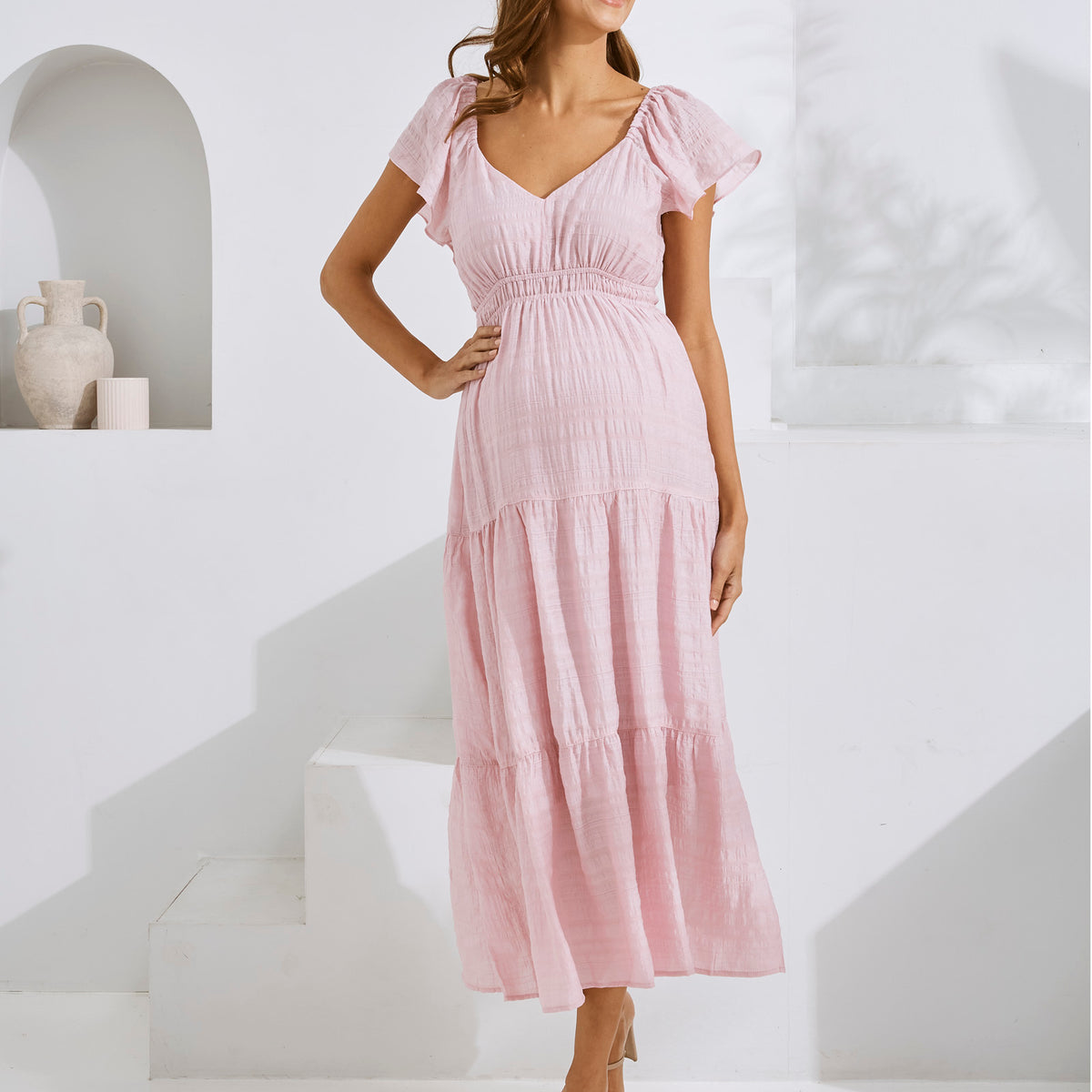 Lila Baby Shower Maternity Dress in Candy Pink  Angel Maternity USA