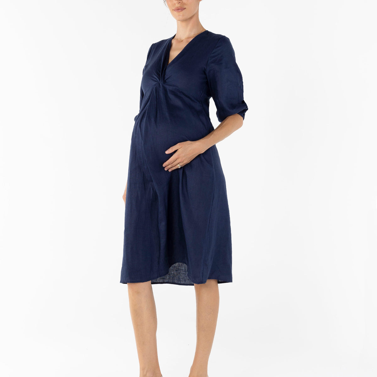 maternity work dresses Angel Sophia Maternity Belt Dress in Latte neck and front shirring Angel Maternity Elea Navy Work
