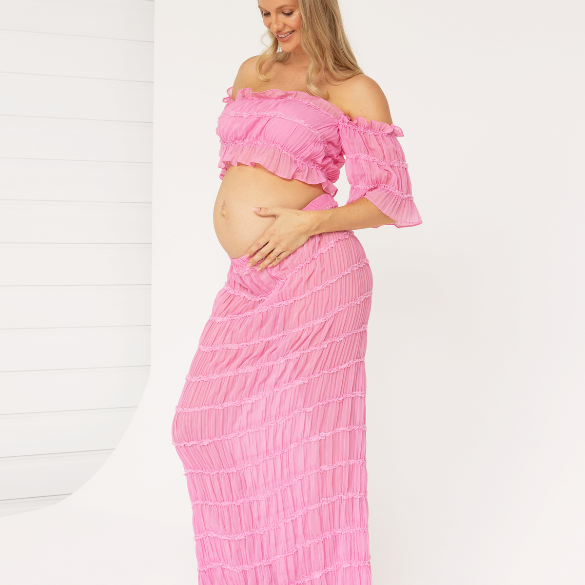 pink strapless maternity dress Bellis Strapless