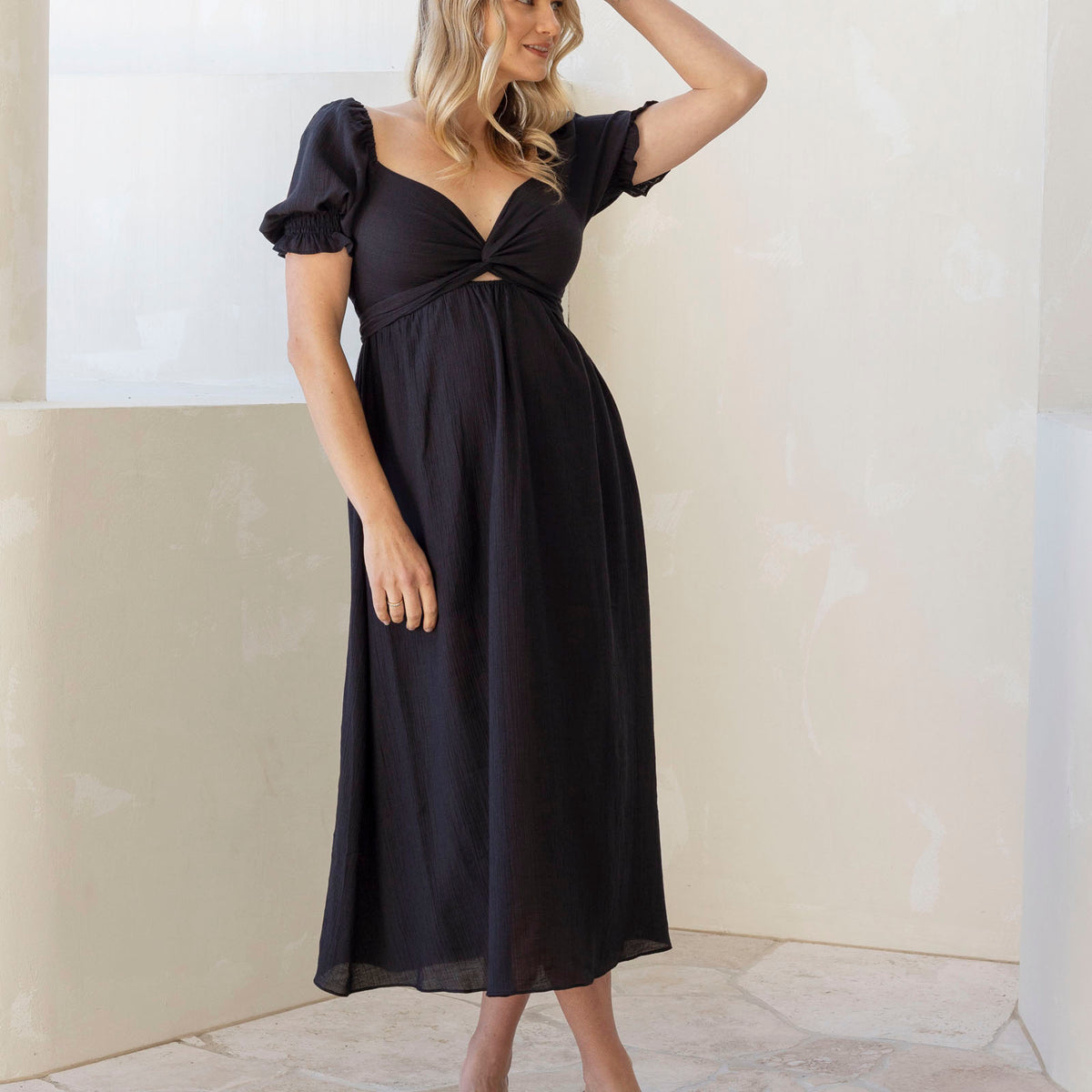 Fabia Reversible Tie Maternity Dress In Black XL