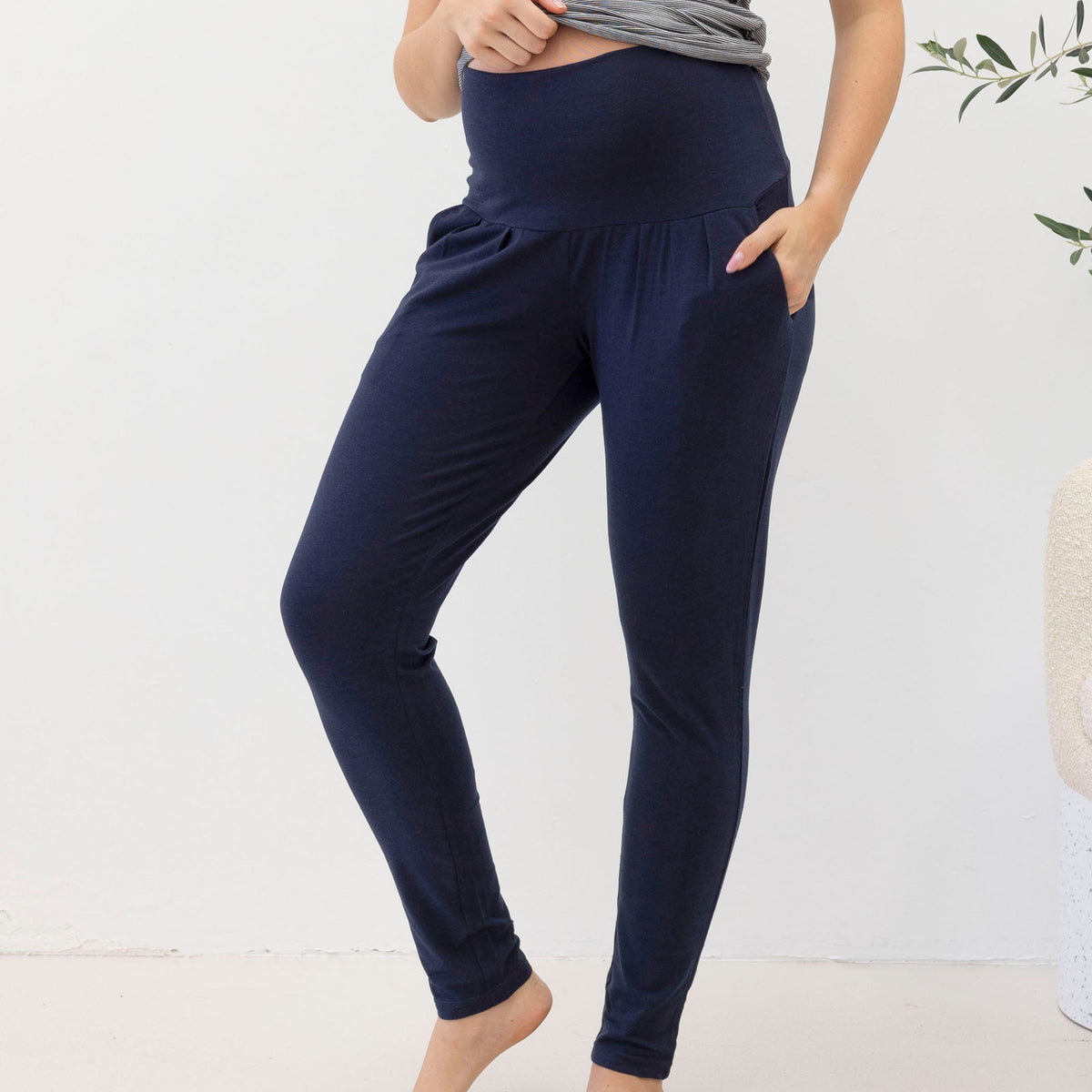 blue dress for baby girl Navy Secret Fit Belly® Modern Work Pant main image 0