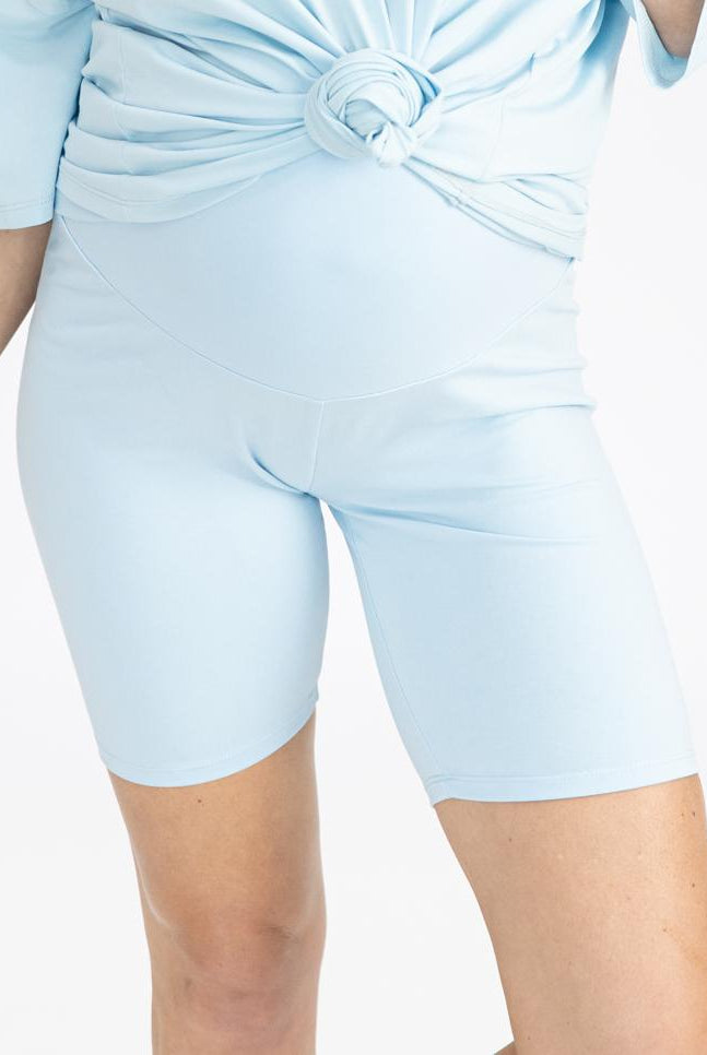 Maternity Bike Shorts - Blue front (4802020671582)