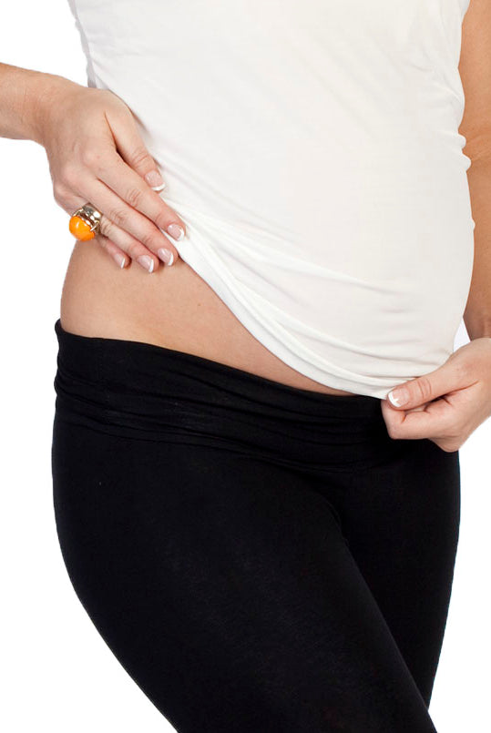 Front view - Maternity Foldable Waist Band Tight 7/8 Length Legging - Angel Maternity USA (4513773518942)