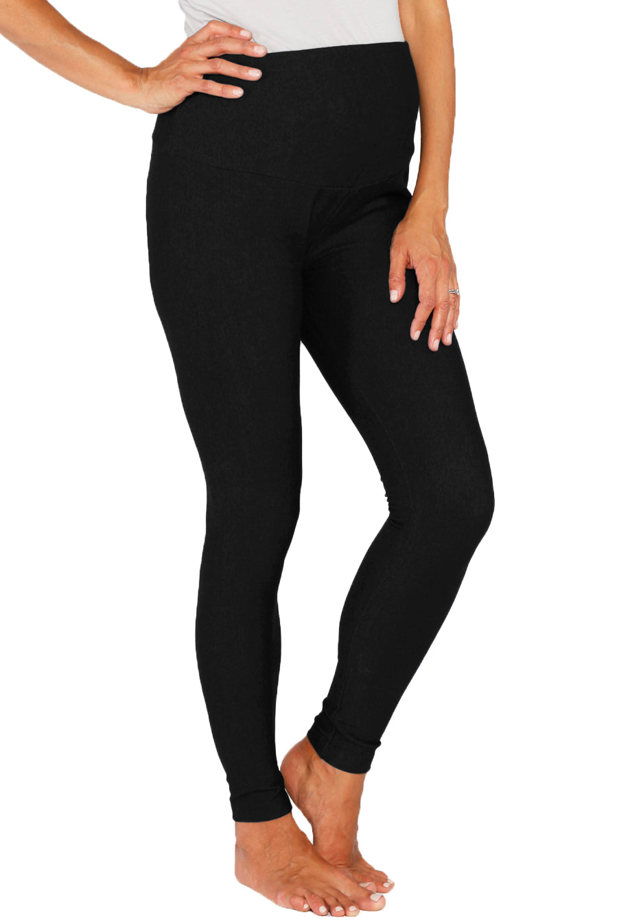 Maternity Deluxe Tummy Support Jegging -Denim Black - Angel Maternity USA (1302314844254)