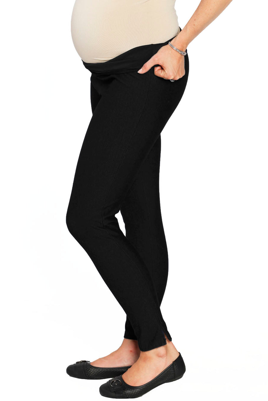 Maternity Deluxe Tummy Support Jegging -Denim Black - Angel Maternity USA (1302314844254)