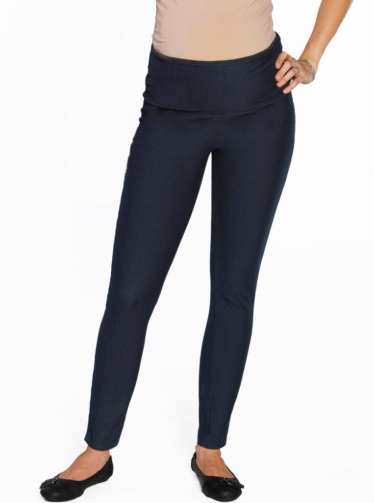 Front view - Deluxe High Waist Maternity Denim Jegging (3853899825246)