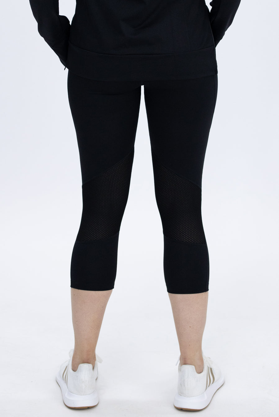 Back view - Maternity Workout Tight 3/4 Length Legging - Black (4761006735454)