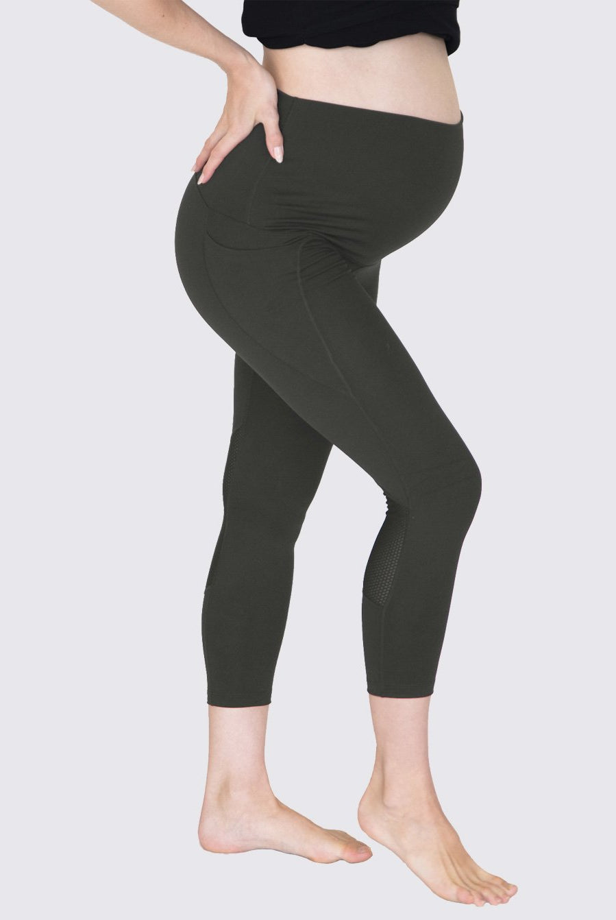 Main view - Maternity Workout 3/4 Length Legging - Khaki Green (6640783818846)