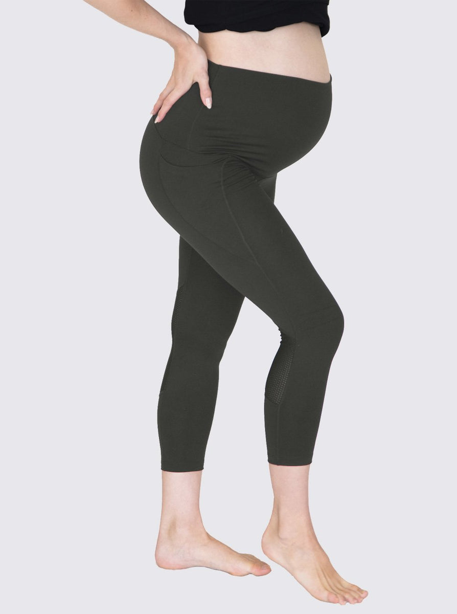 3/4 Length Maternity Workout Legging - Olive Green