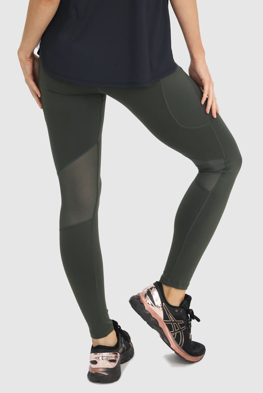 Back view - Full length Maternity Leggings - Green (6621384376414)