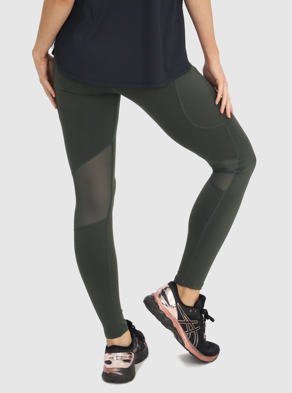 Back view - Full length Maternity Leggings - Green (6621384376414)