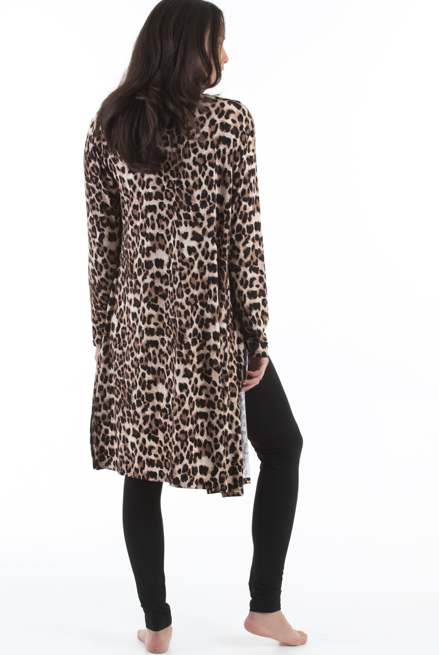 Maternity Long Lounge Cardigan in Animal Print - Angel Maternity USA (3956388626526)