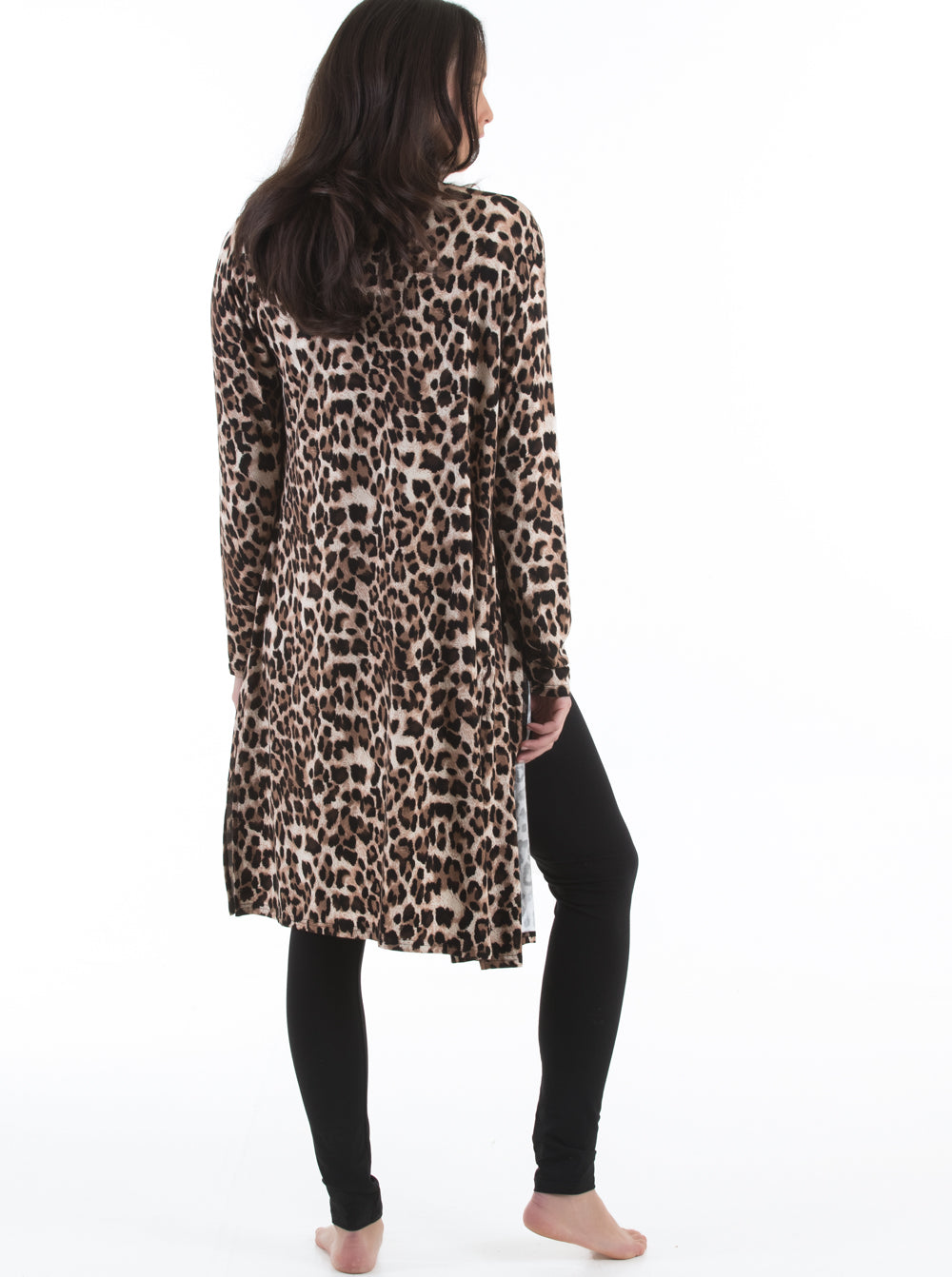 Maternity Long Lounge Cardigan in Animal Print - Angel Maternity USA (3956388626526)