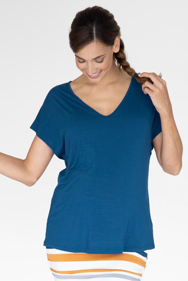 Maternity Loose Fit Swing Top in Teal (4766671241319) (6690453487710)