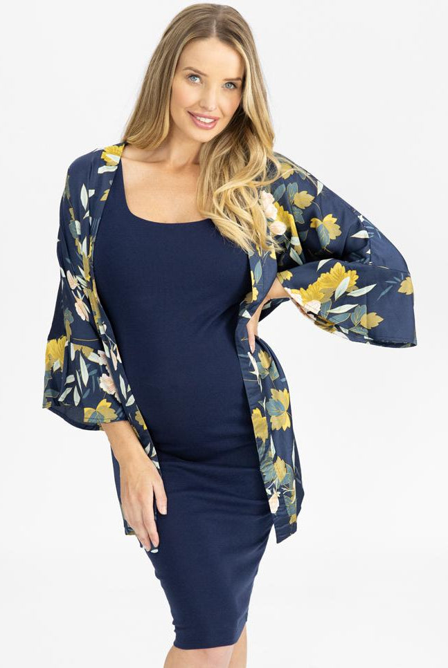 Main view - Maternity Blooming Sateen Nursing Wrap Top - Floral (4694365306974)