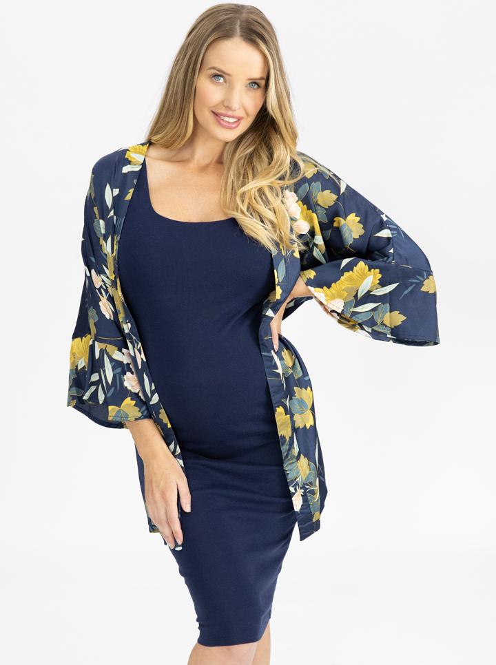 Main view - Maternity Blooming Sateen Nursing Wrap Top - Floral (4694365306974)