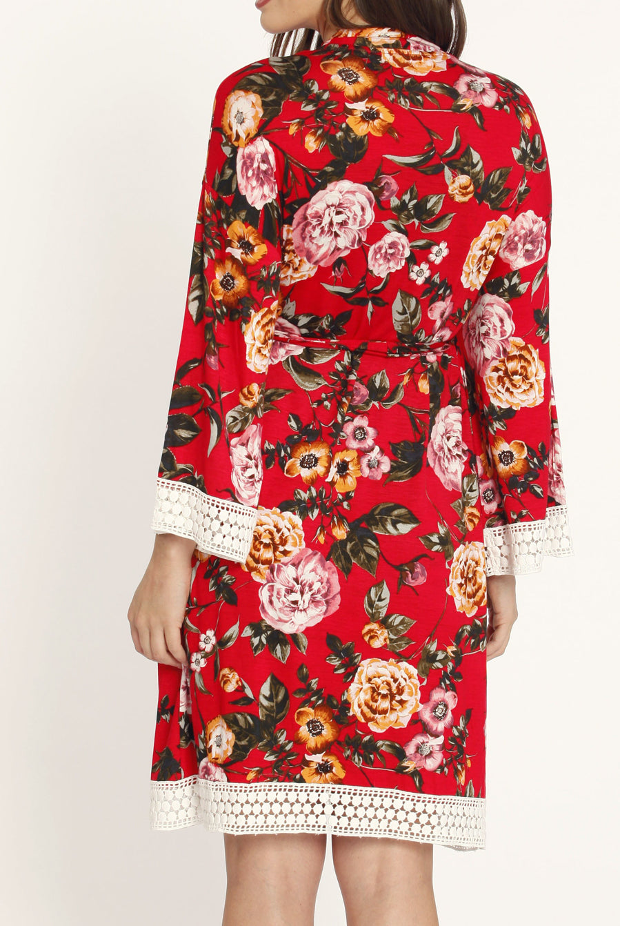 Nursing Dress + Robe + Free Baby Wrap - Red Floral Hospital Pack - Angel Maternity USA (3445057159262)