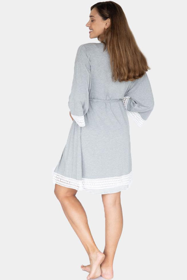 Nursing Dress + Robe + Free Baby Blanket Pouch - Grey Pack (1301869264990)