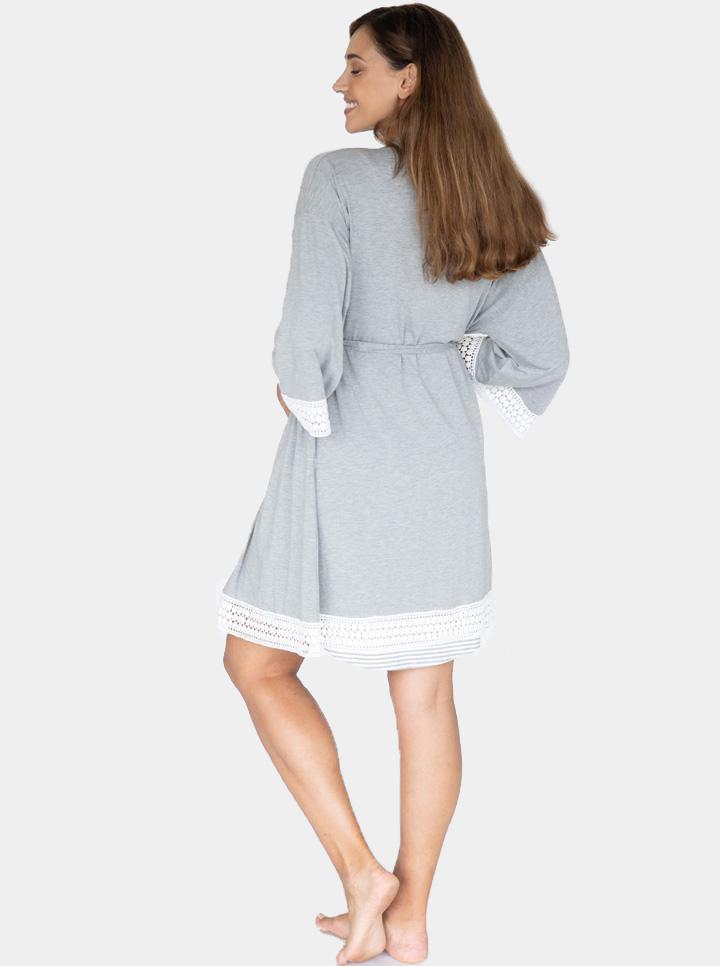 Nursing Dress + Robe + Free Baby Blanket Pouch - Grey Pack (1301869264990)