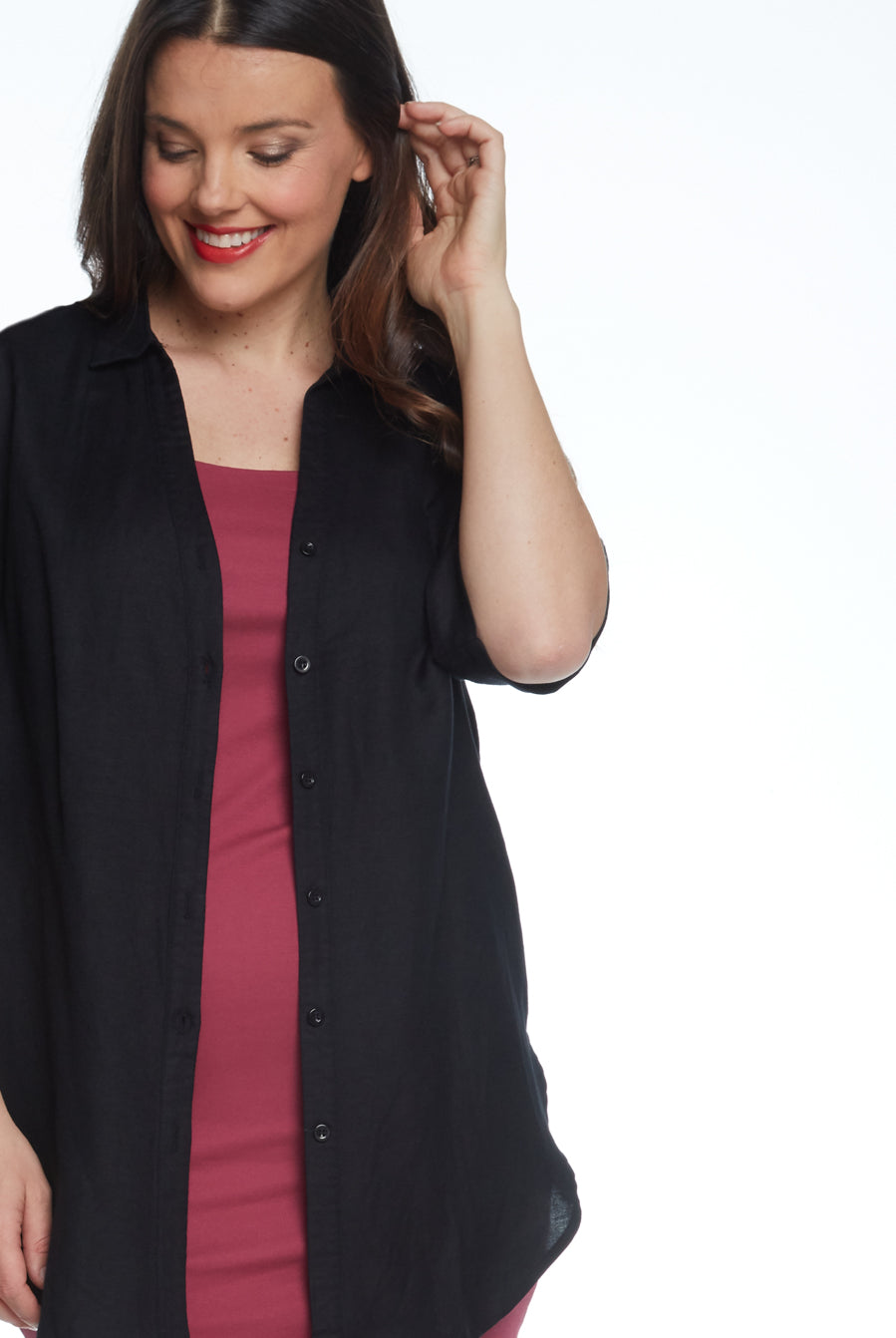 Maternity Linen Blend Button Nursing Shirt - Angel Maternity USA (4373463728222)
