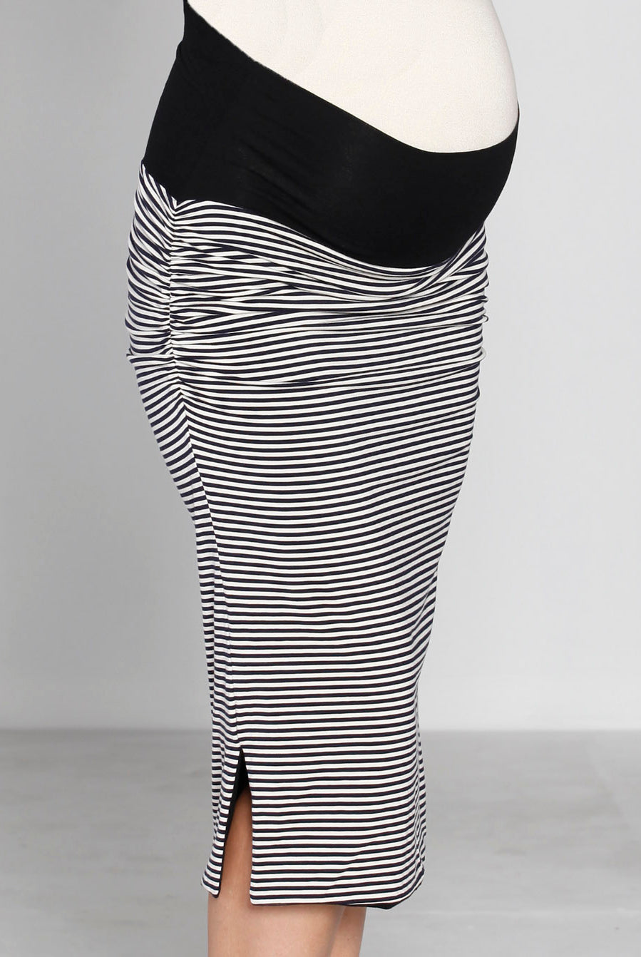 Side view - Reversible Maternity Skirt in Navy Stripes (3483402633310)