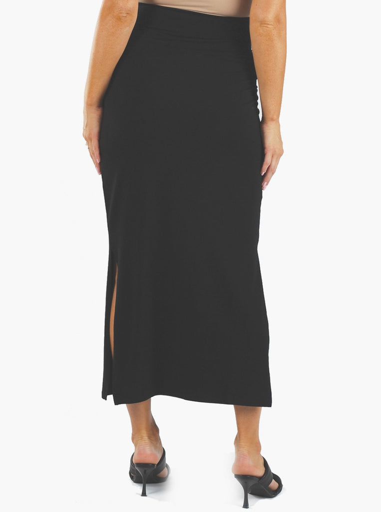 Back view - Fitted Black Maternity Maxi  Skirt (4801472626782)