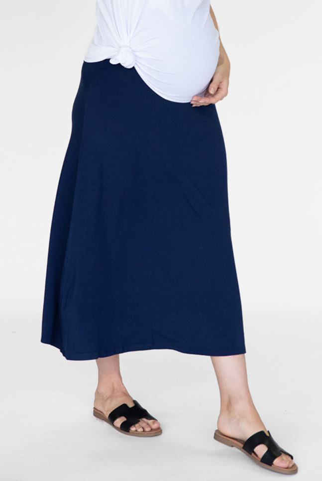 Mail view - Long Maternity Skirt in Navy (6535437058142)