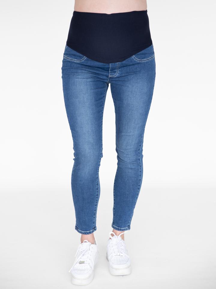 Front view - Over the Bump High Waist Slim Maternity Denim Jeans (4828530704478)