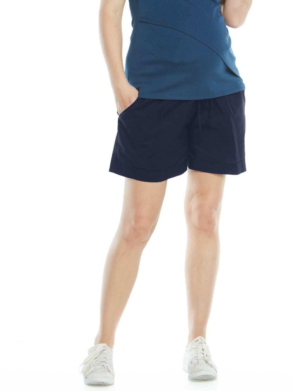 Maternity Relax Fit Light Weight Summer Shorts - Navy - Angel Maternity USA (4539556102238)