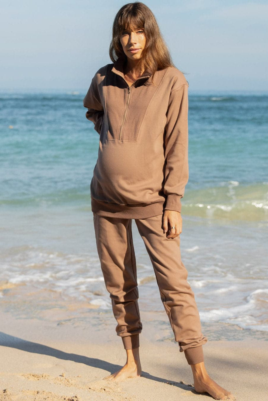 Calla Maternity Sweatshirt Top in Iced Coffee (6708902854759) (6728284831838)