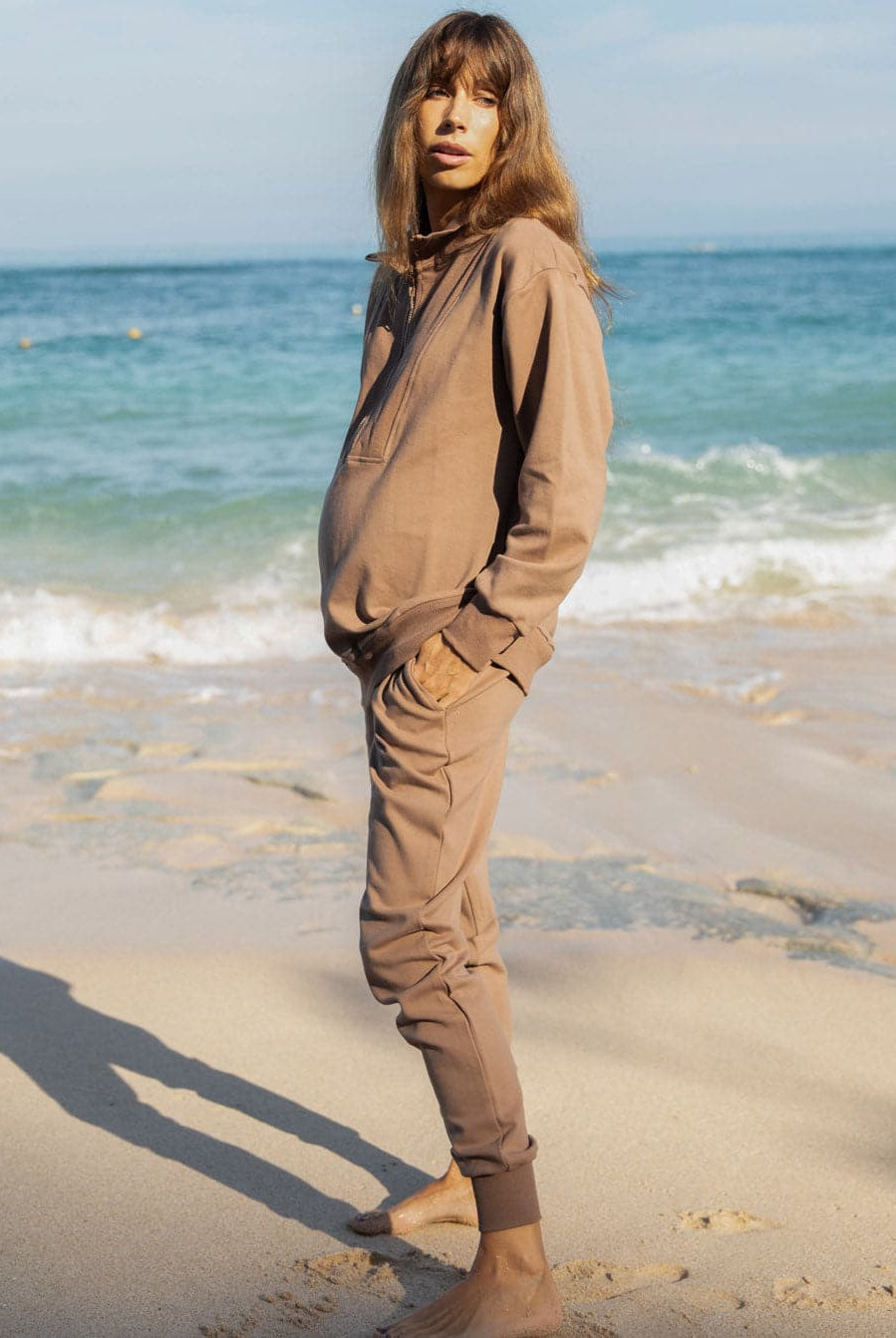 Calla Maternity Sweatshirt Top in Iced Coffee (6708902854759) (6728284831838)