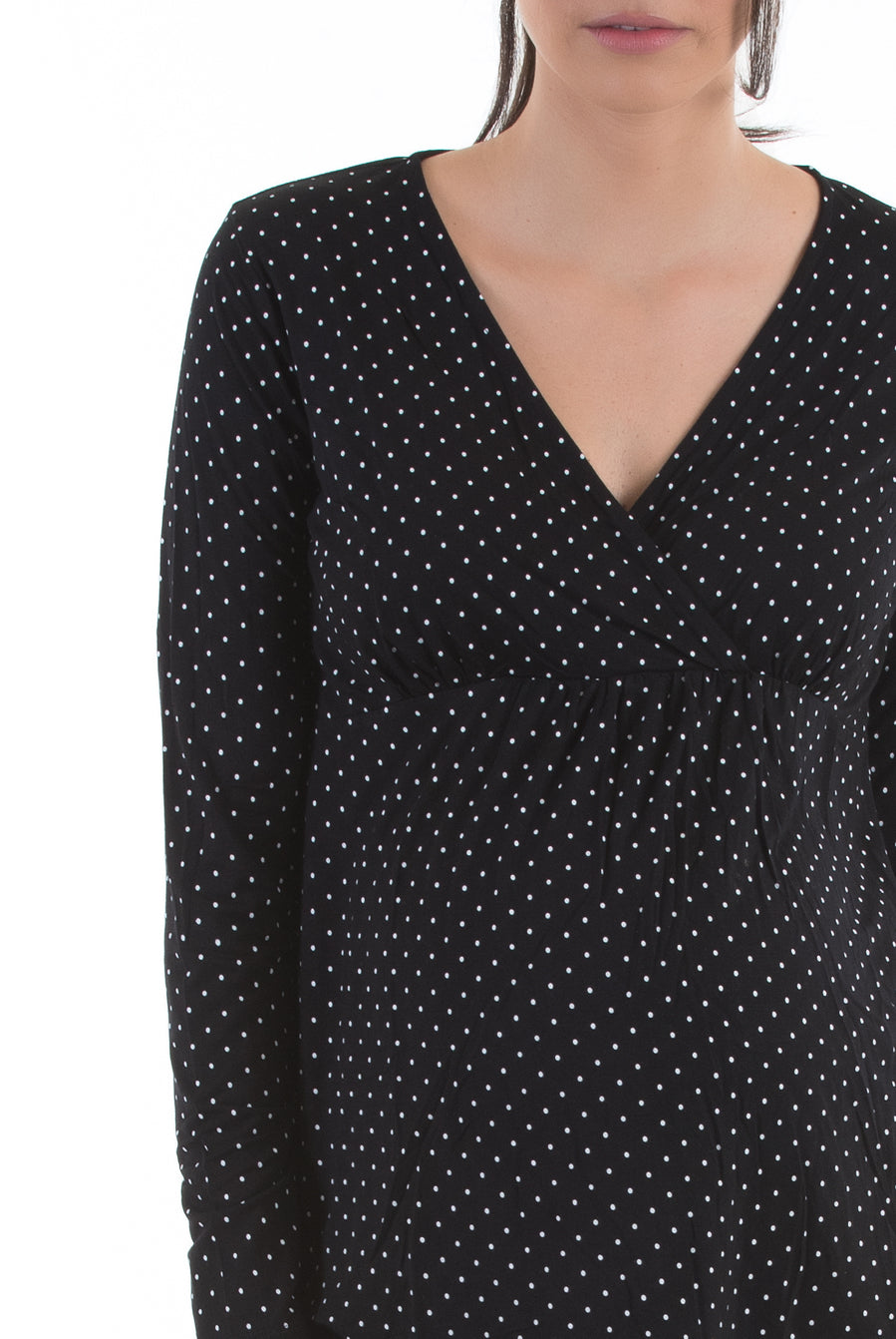 Front view - V-Neck Top and Lounge Pants Sleep Set - Polka Dot - Angel Maternity USA (4376025727070)