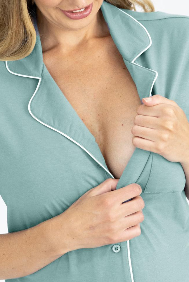 Maternity and Nursing Pyjama set in Sage nursing (4801470365790)