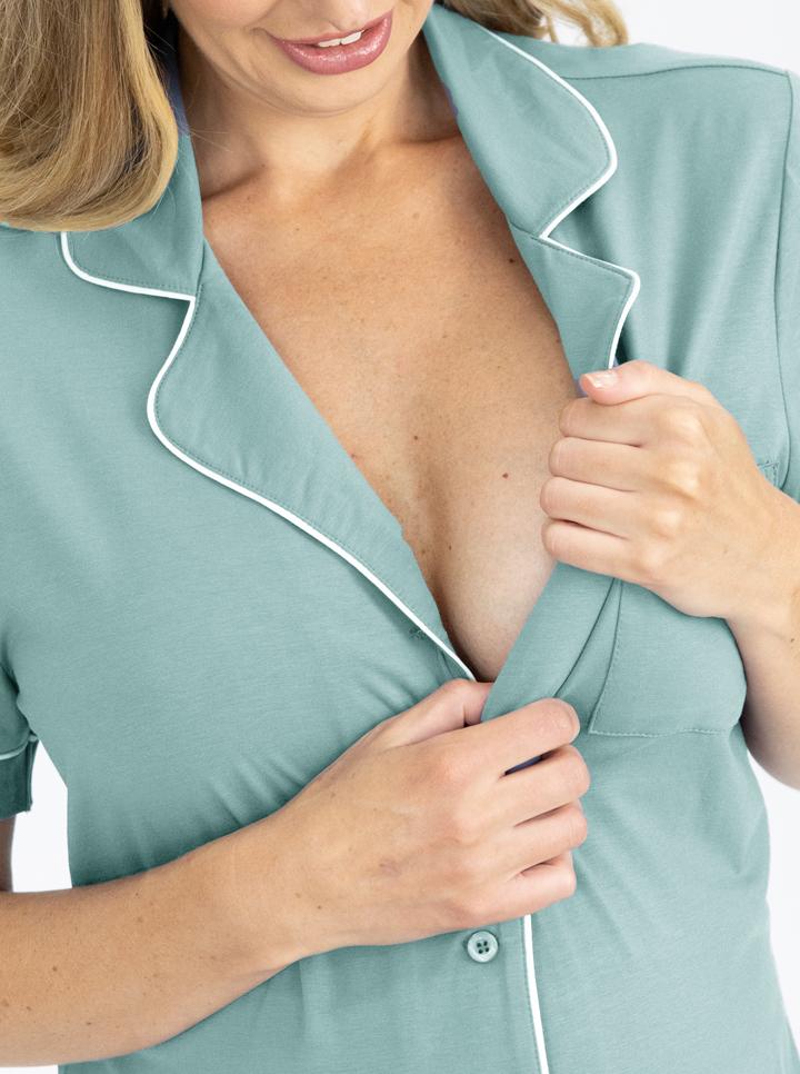 Maternity and Nursing Pyjama set in Sage nursing (4801470365790)