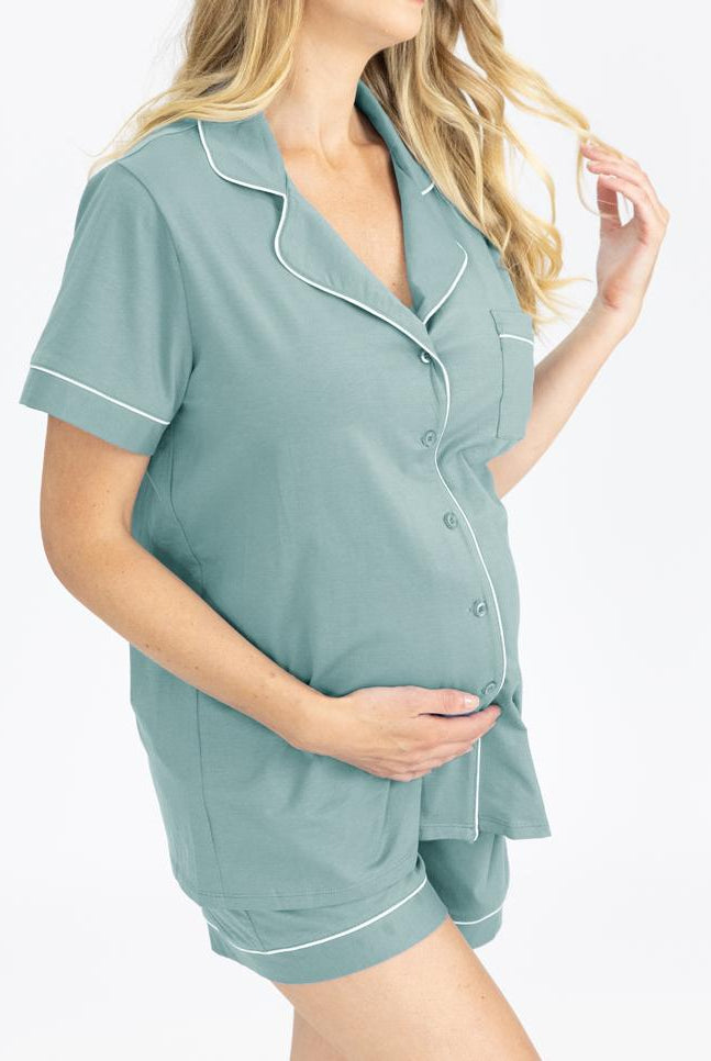 Maternity and Nursing Pyjama set in Sage side (4801470365790)