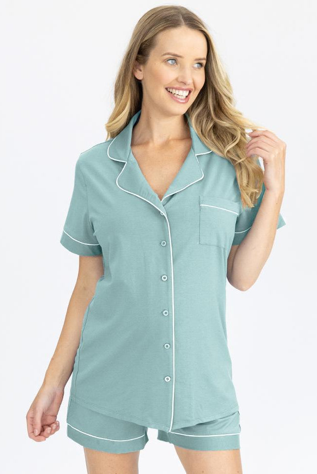 Maternity and Nursing Pyjama set in Sage main (4801470365790)