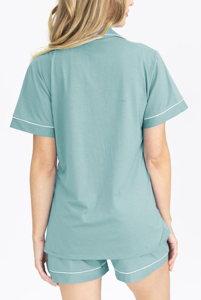 Maternity and Nursing Pyjama set in Sage back (4801470365790)