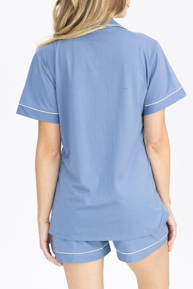 Maternity and Nursing Pyjama Set in Blue - Angel Maternity USA (4801471250526)