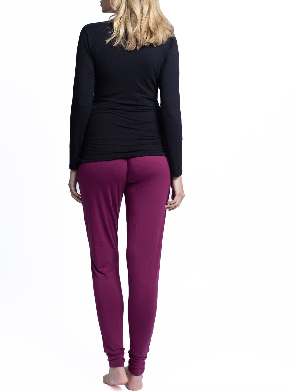 4 Piece Maternity & Nursing Lounge Outfit - Black & Burgundy - Angel Maternity USA (4694344269918)