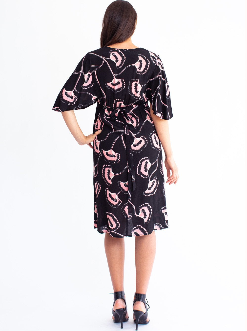 Maternity Bella Midi Dress - Hibiscus Print - Angel Maternity USA (4499253887070)