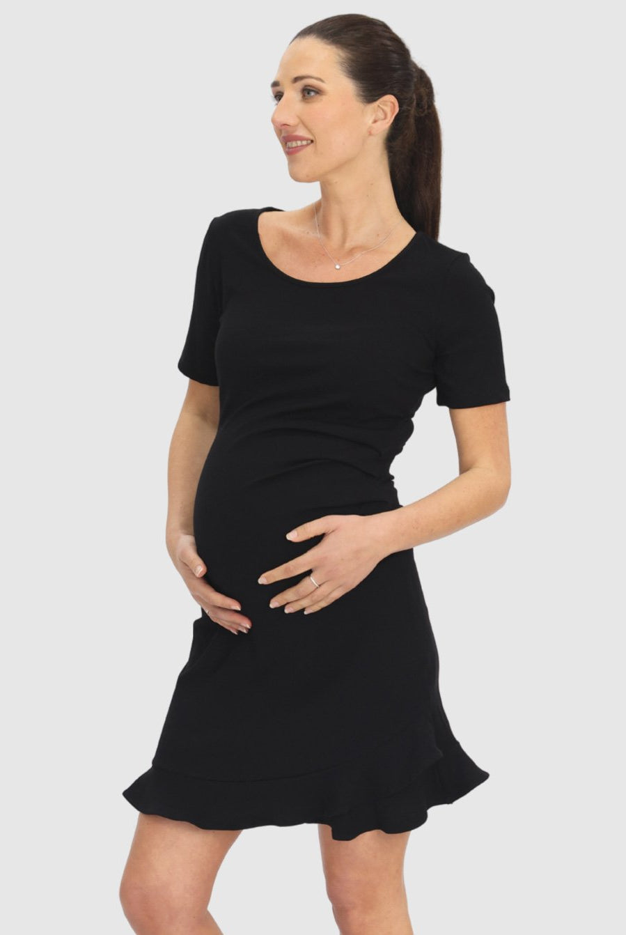 Maternity Short Sleeve Frilled End Bodycon Dress - Angel Maternity - Maternity clothes - shop online (6639685304414)