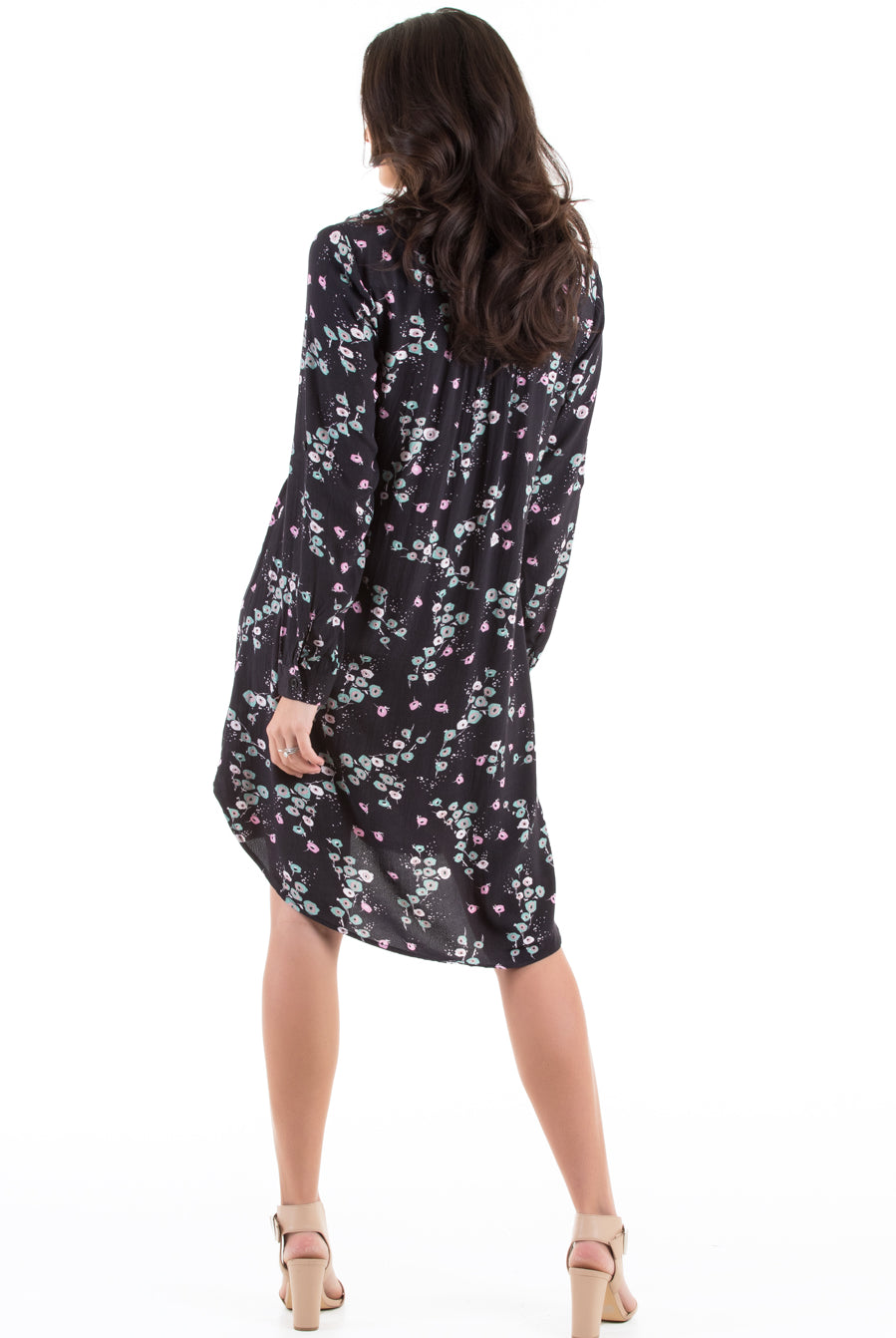 Button Front Nursing Shirt Dress - Floral - Angel Maternity USA (3961107054686)