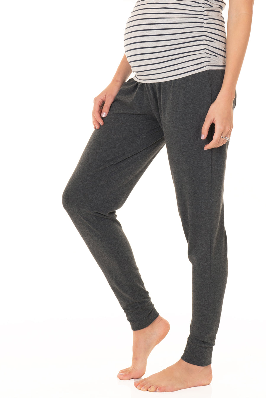 Main view - Comfy Maternity Lounge Pants - Charcoal Grey (4513827815518)