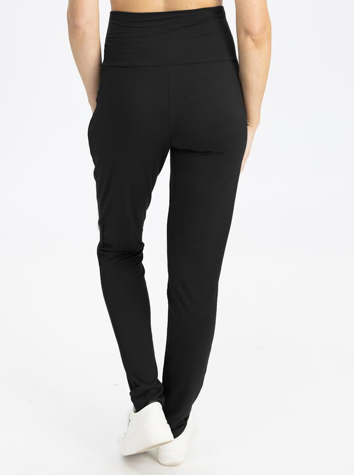 Back view - Black High Waist Maternity Pants (4792057561182)