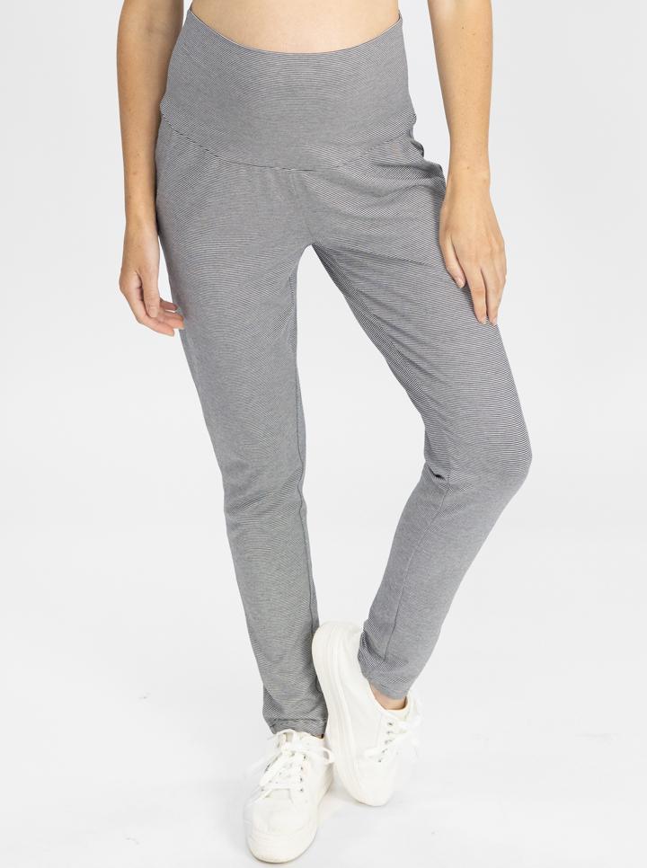 Main view - Maternity High Waist Pants in Thin Navy Stripes (4792056447070)