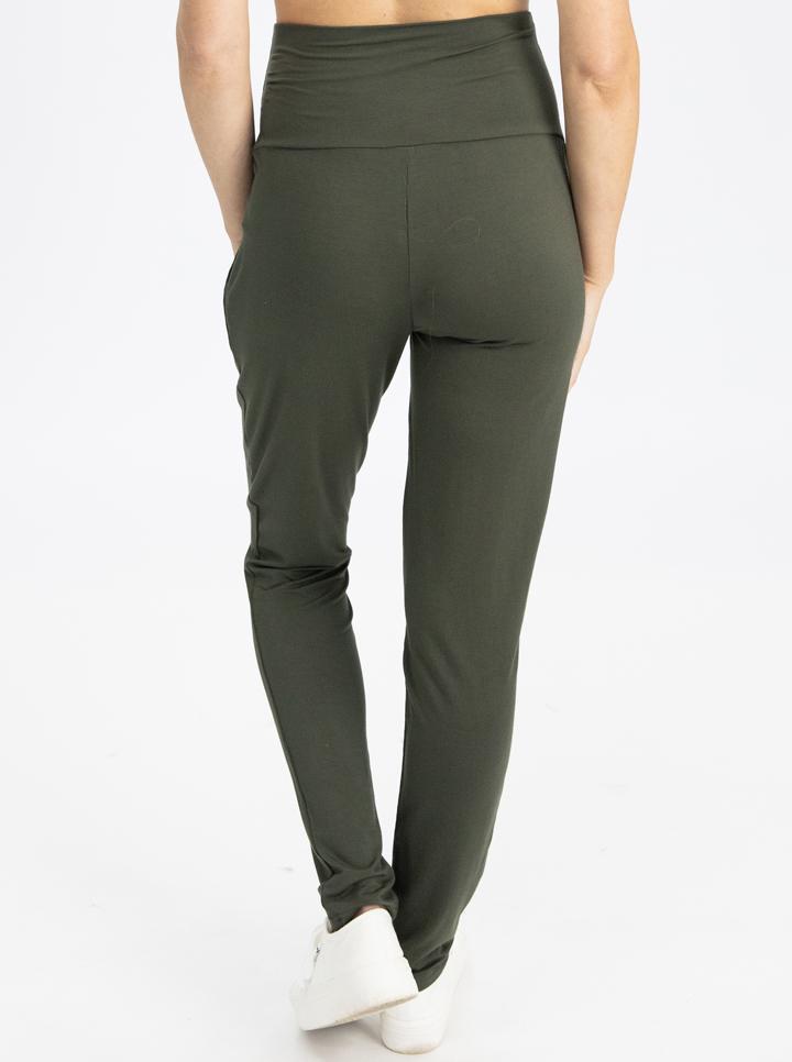 Back view - High Waist Maternity Pants in Khaki (4792057200734)