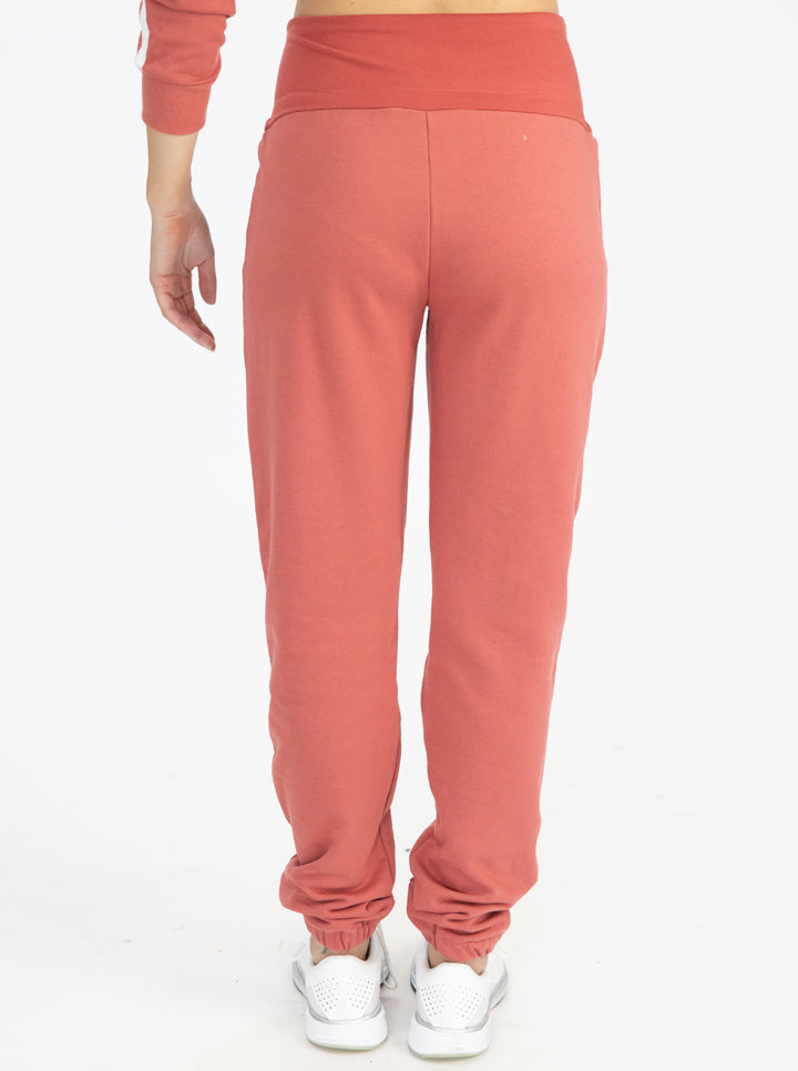 Back view - Maternity Track pants in Coral (4788131070046)